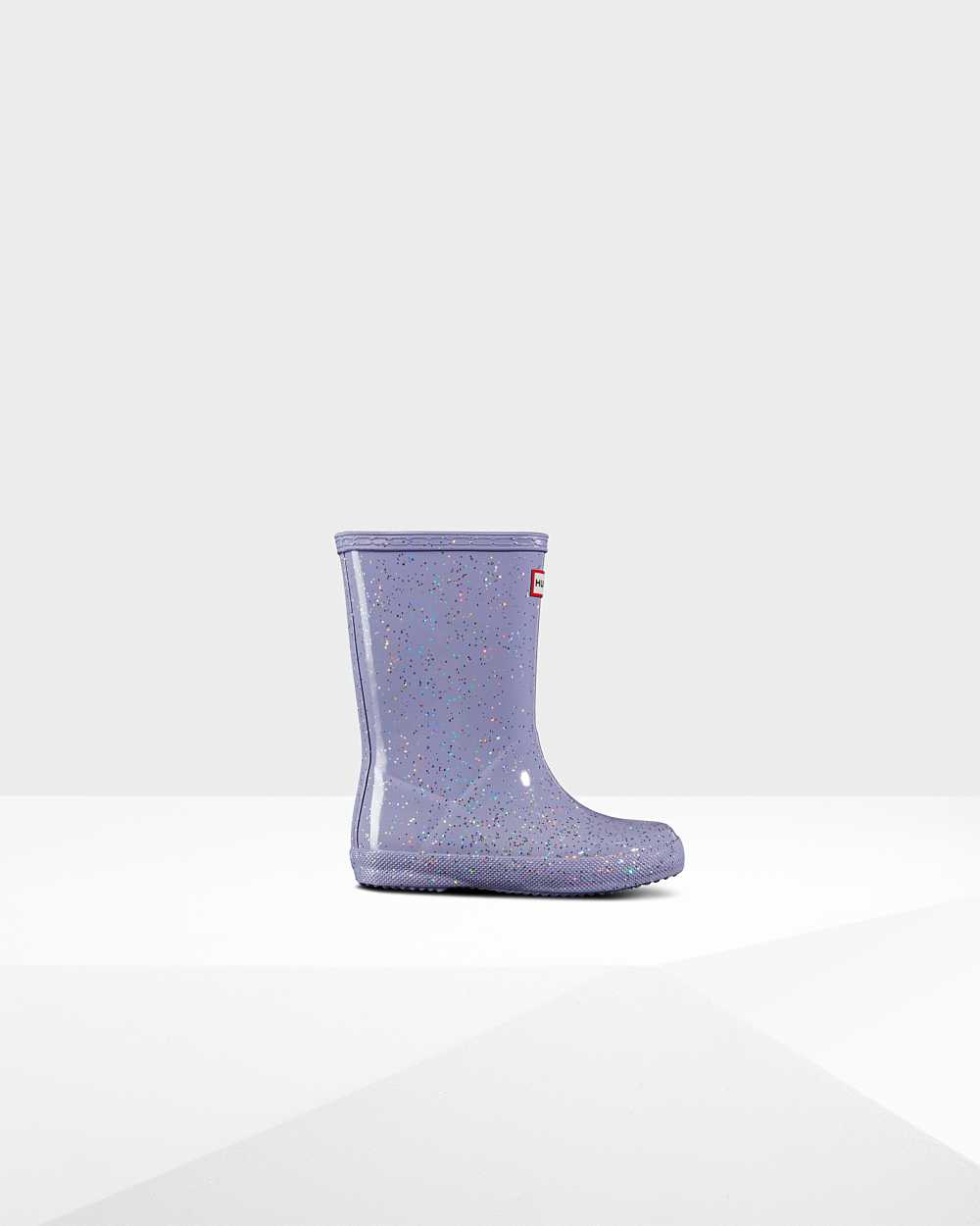 Hunter Kids Original First Giant Glitter Short Wellington Boots Purple,SZNH59182